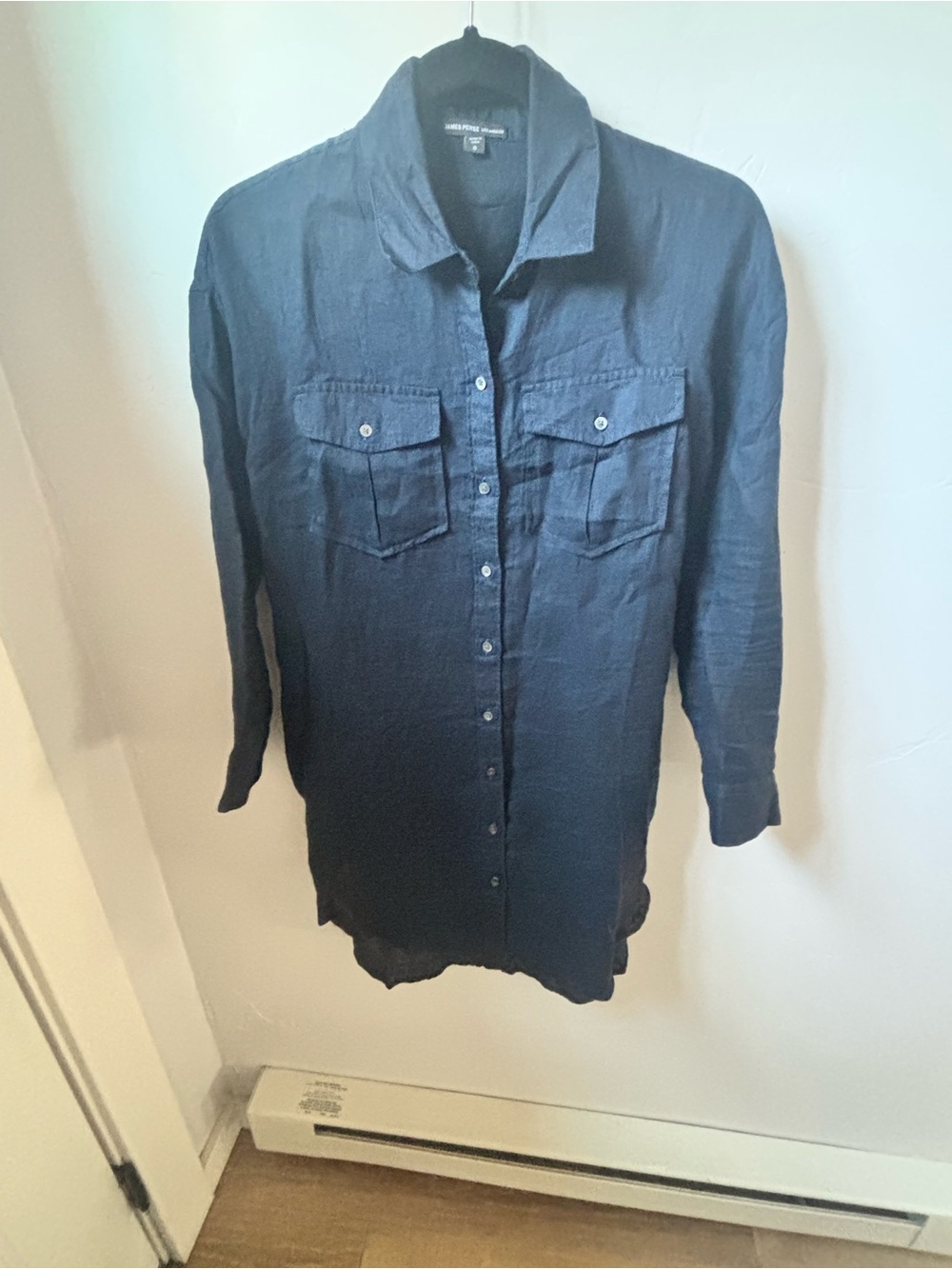 James Perse Navy Button-Down Shirt Dress